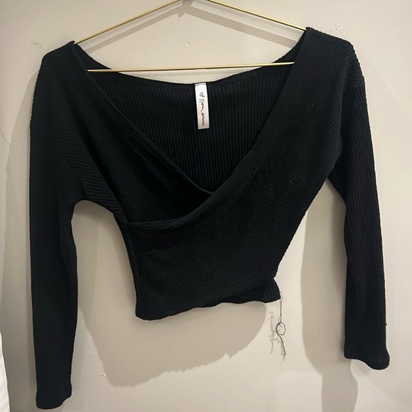 Black Knit Wrap Top - Picture 1 of 3